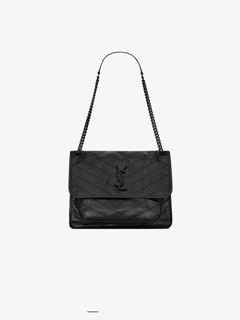 Ysl Nikki Medium In Vintage Leather - All Black